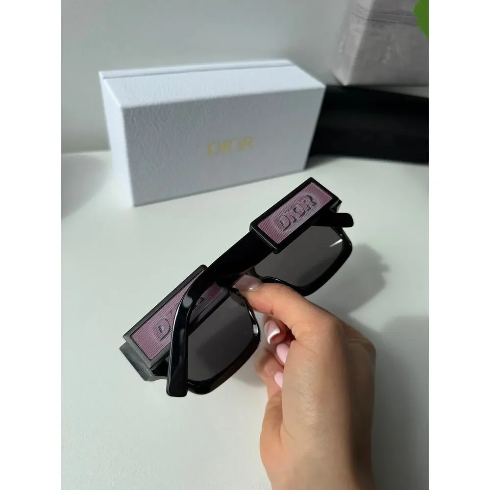 NEW Dior CD SU Sunglasses in Black Holographic Pink Logo - Picture 8 of 10